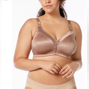 BALI Bra sz 38C Bra #3372 Double Support Wireless Seamless Sheer Latte Jaquard